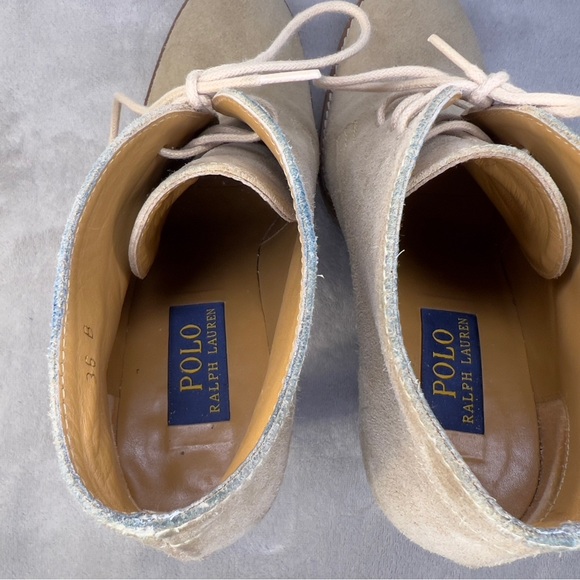 POLO RALPH LAUREN TRICIA TAN SUEDE ANKLE BOOTIES - Picture 8 of 9